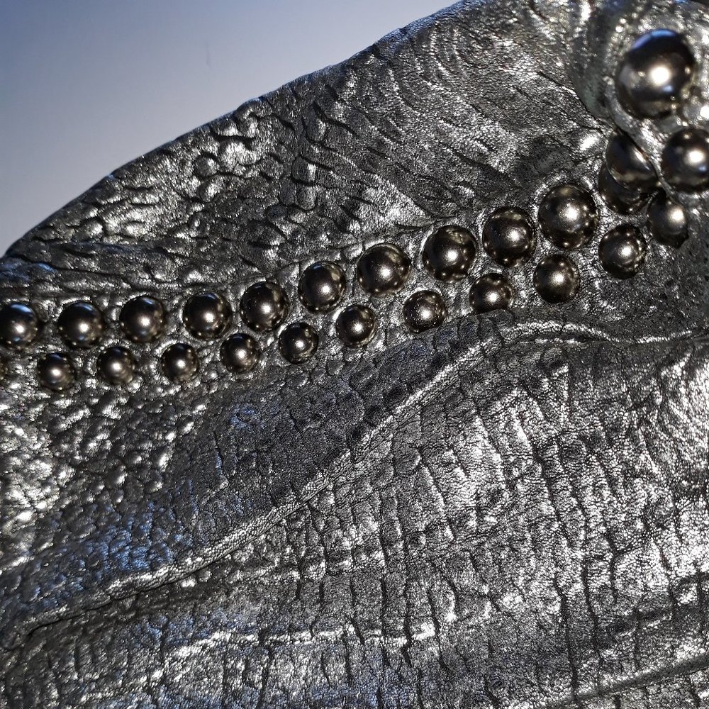 *Treesje black/silver leather metal accented shoulder bag